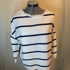 Zara Navy & White Nautical Women’s Striped Top size medium